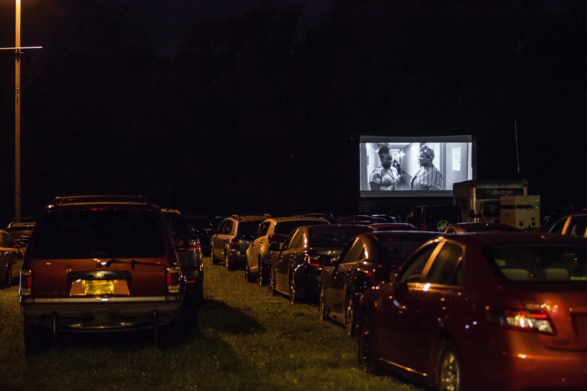 A photo of a drive-in movie theater.
