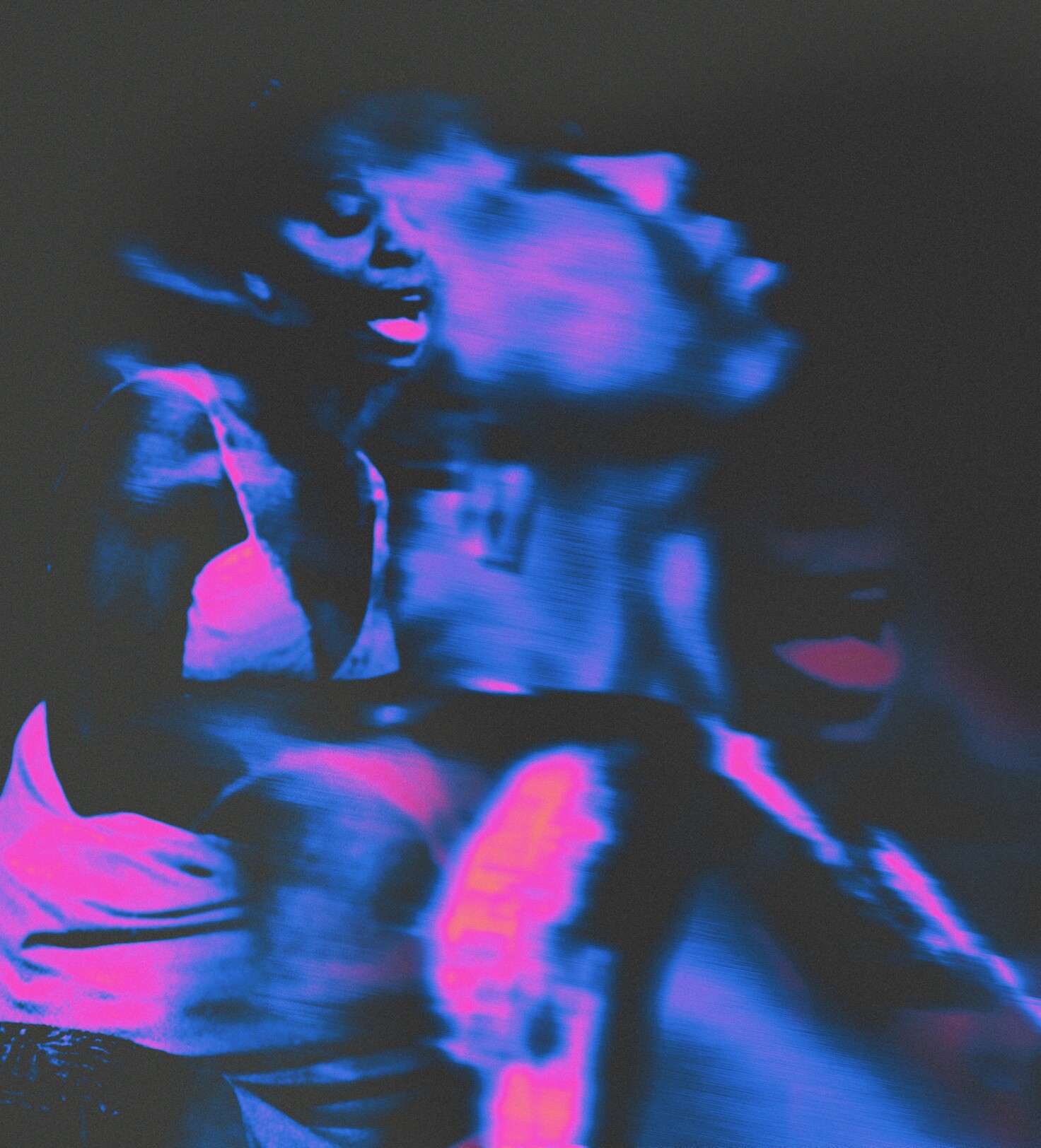 A blurred rendering of Nina Simone singing.