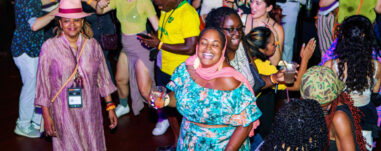A photo from a previous BlackStar Film Festival of people dancing at a party.