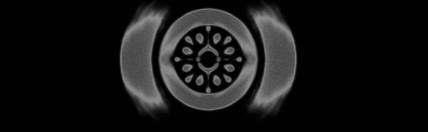 Abstract grey patterns creating an eye shape.
