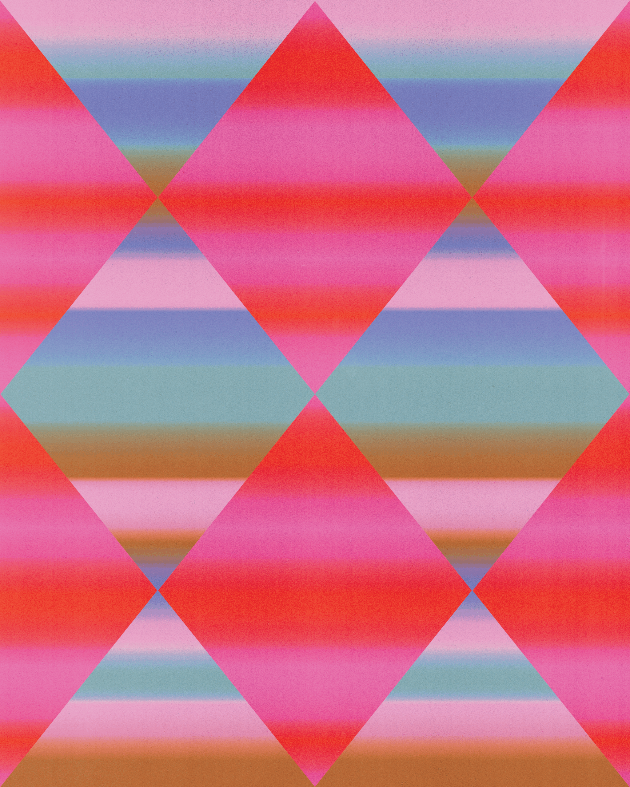 Rows of colorful diamonds across the page. Half of them are pink and red stripes, while the other half have more rainbow colors.