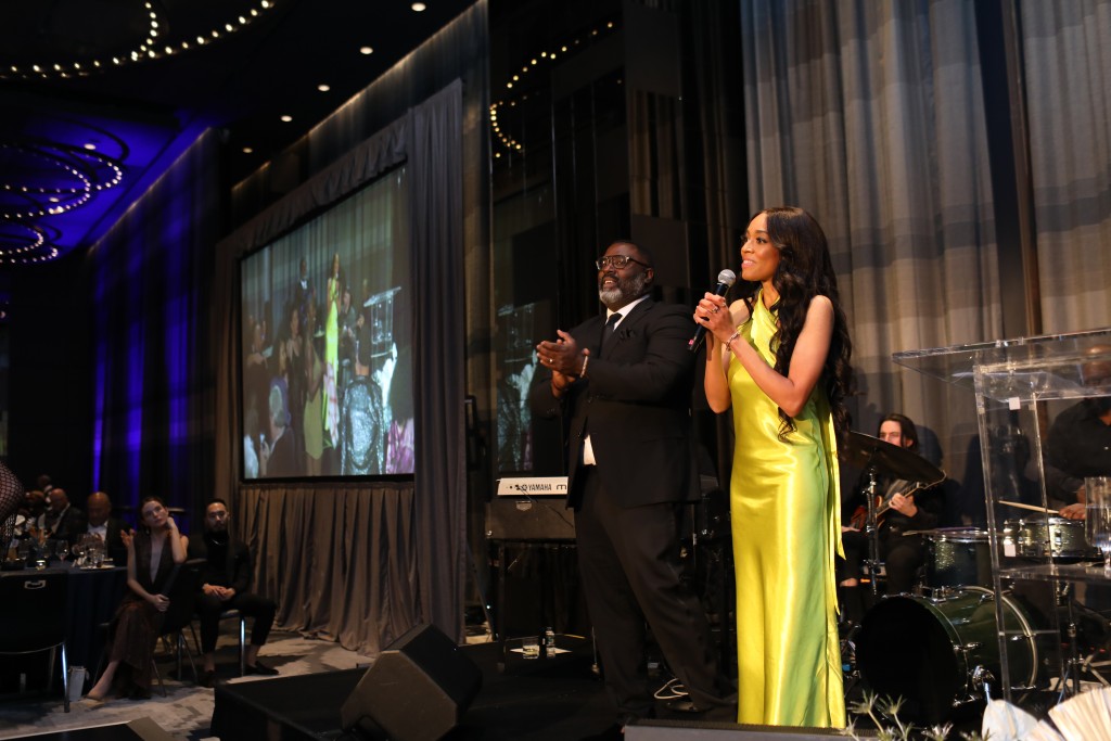 2023 Luminary Gala hosts Chandra Russell (right) and Bashir Salahuddin (left). Photo by Dominique Nichole